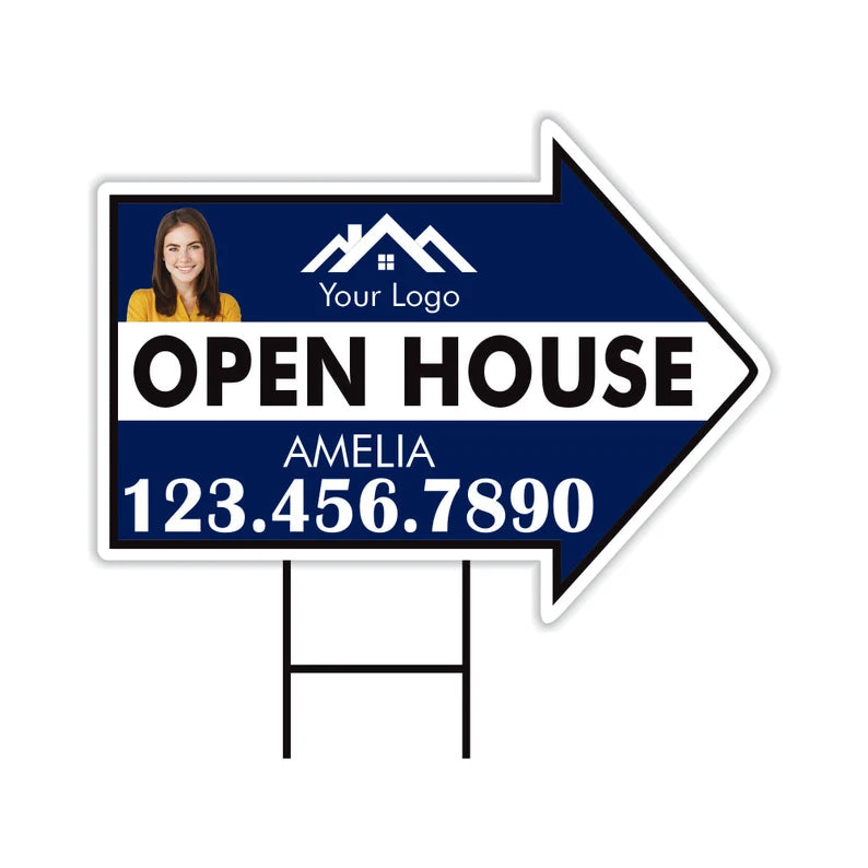 Custom Open House Arrow Yard Sign