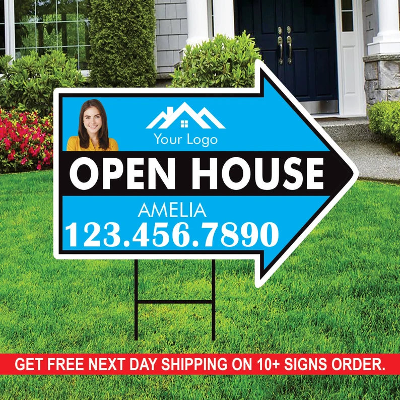 Custom Open House Arrow Yard Sign