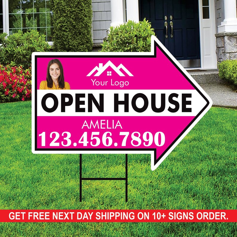 Custom Open House Arrow Yard Sign