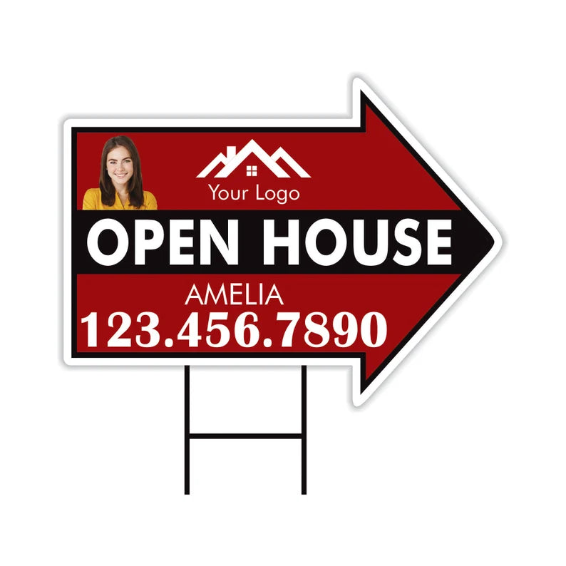 Custom Open House Arrow Yard Sign