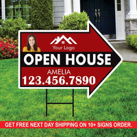 Custom Open House Arrow Yard Sign