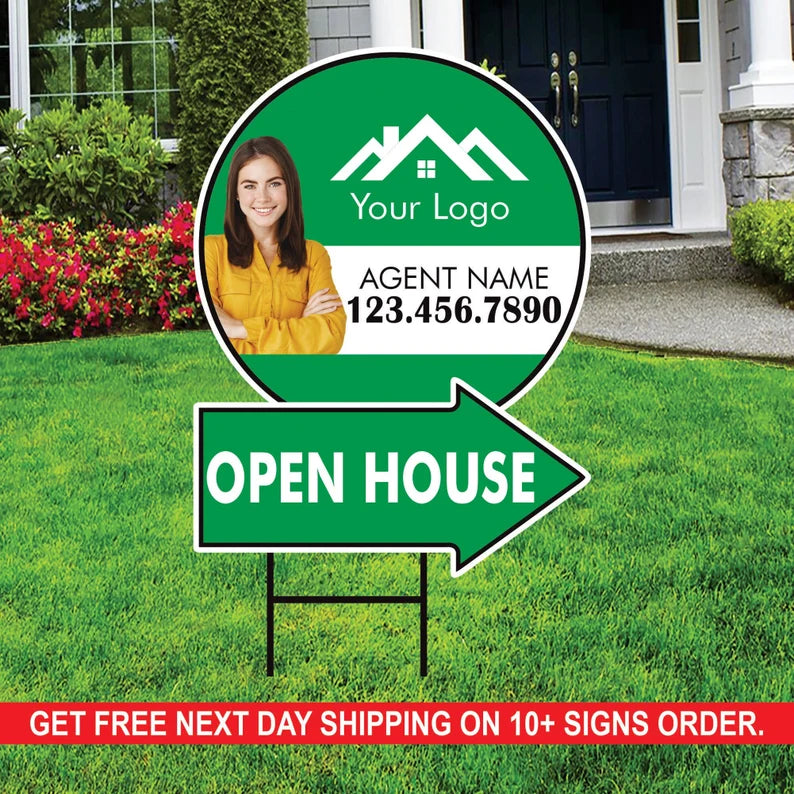 Custom Open House Arrow Yard Sign