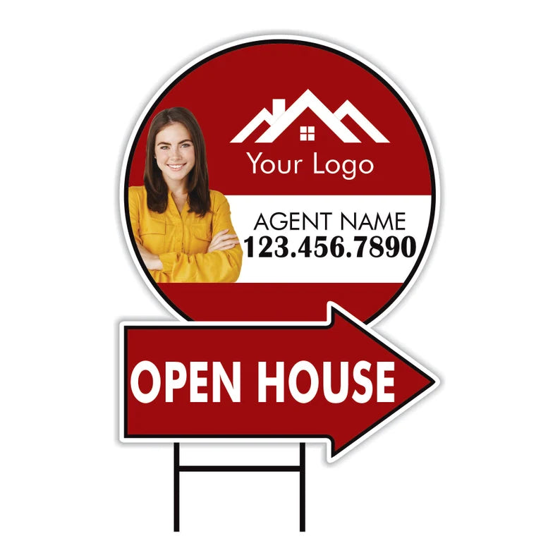 Custom Open House Arrow Yard Sign