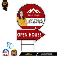 Custom Open House Arrow Yard Sign