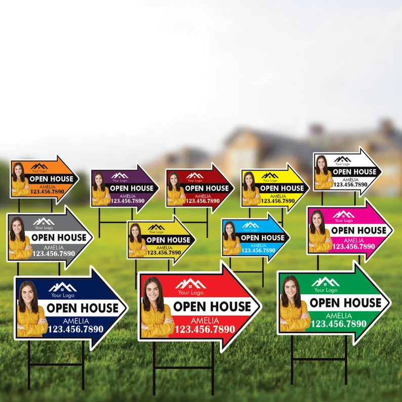 Custom Open House Arrow Yard Sign