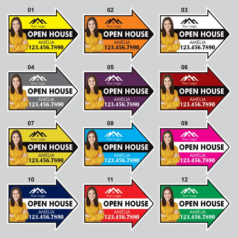 Custom Open House Arrow Yard Sign