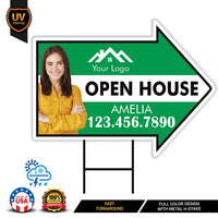 Custom Open House Arrow Yard Sign