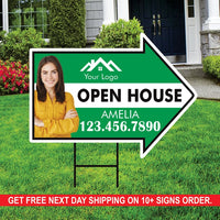 Custom Open House Arrow Yard Sign