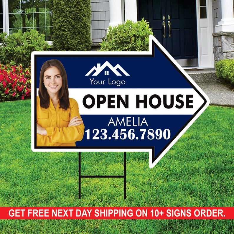 Custom Open House Arrow Yard Sign