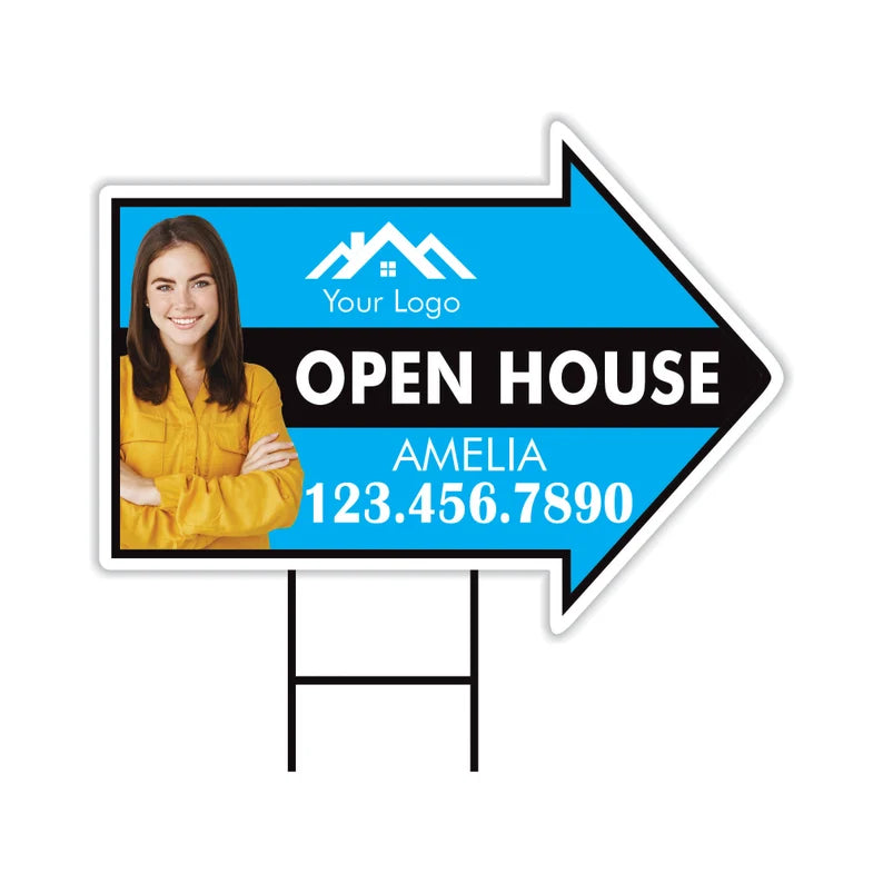 Custom Open House Arrow Yard Sign