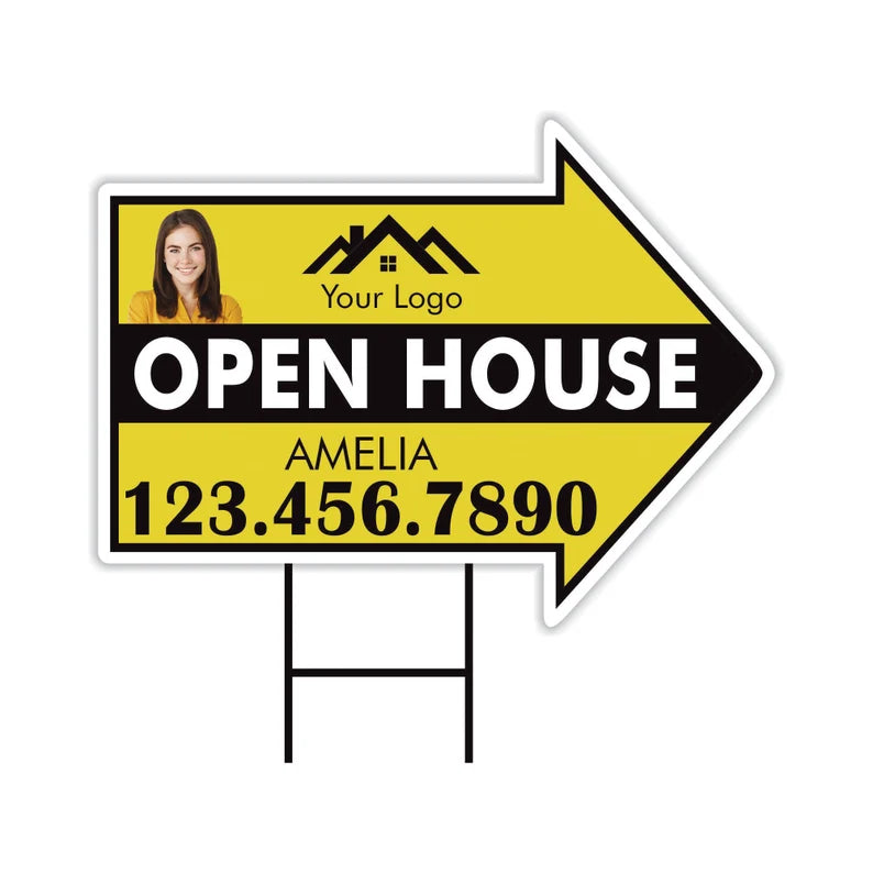 Custom Open House Arrow Yard Sign