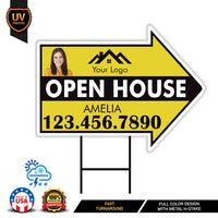 Custom Open House Arrow Yard Sign