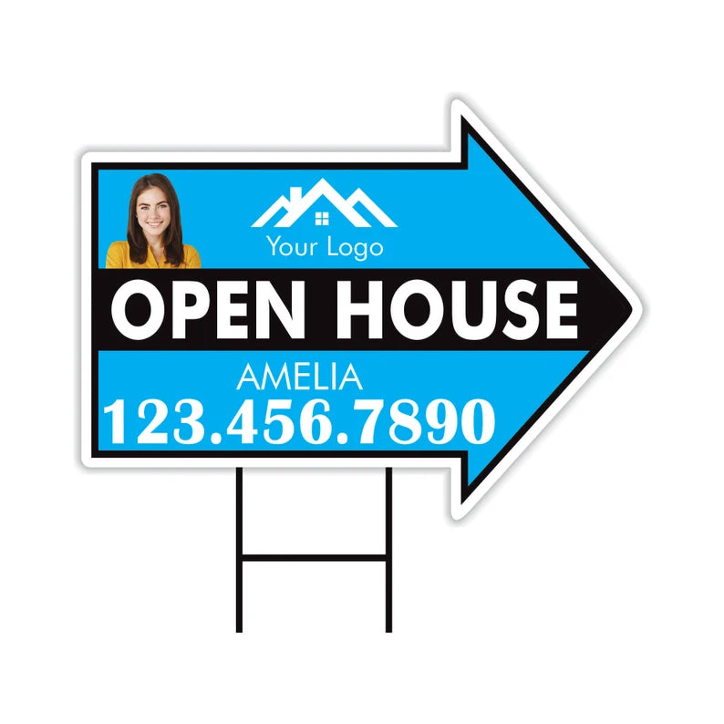 Custom Open House Arrow Yard Sign