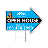 Custom Open House Arrow Yard Sign