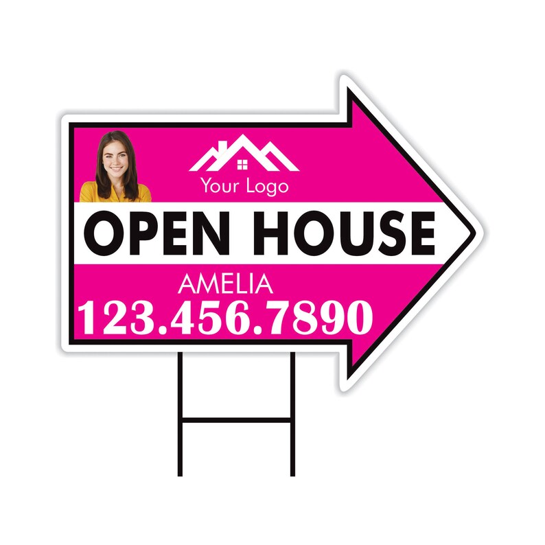 Custom Open House Arrow Yard Sign