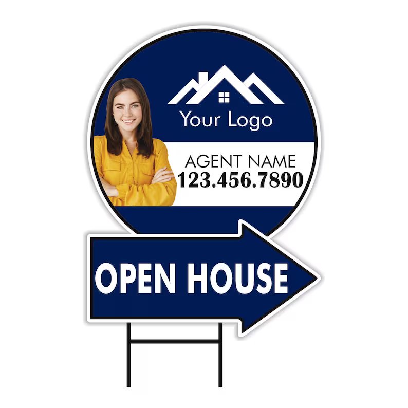 Custom Open House Arrow Yard Sign