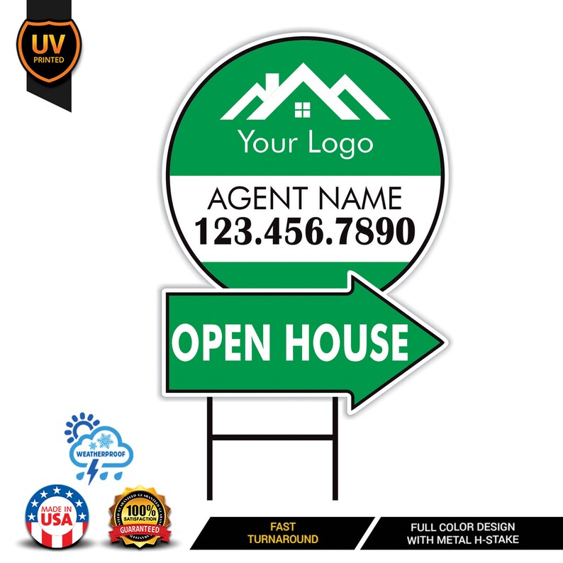 Custom Open House Arrow Yard Sign