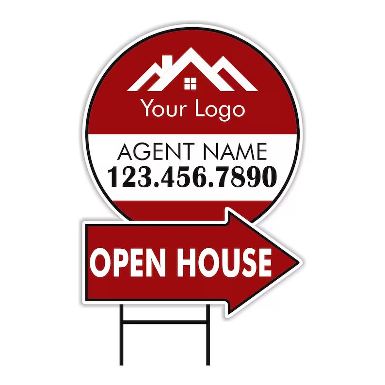 Custom Open House Arrow Yard Sign