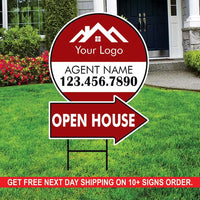 Custom Open House Arrow Yard Sign