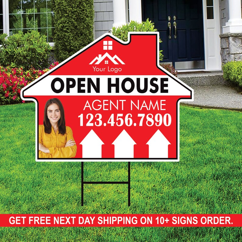 10 Pack Custom Open House Arrow Yard Sign