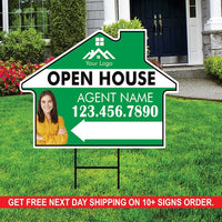 10 Pack Custom Open House Arrow Yard Sign