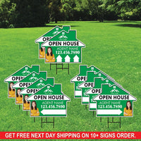 10 Pack Custom Open House Arrow Yard Sign