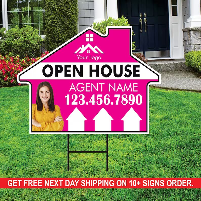 10 Pack Custom Open House Arrow Yard Sign