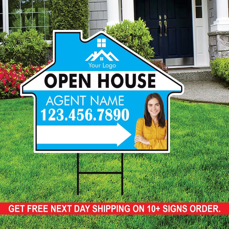 10 Pack Custom Open House Arrow Yard Sign