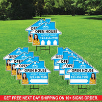 10 Pack Custom Open House Arrow Yard Sign