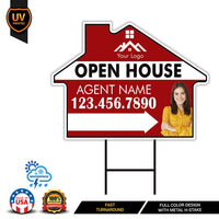 10 Pack Custom Open House Arrow Yard Sign