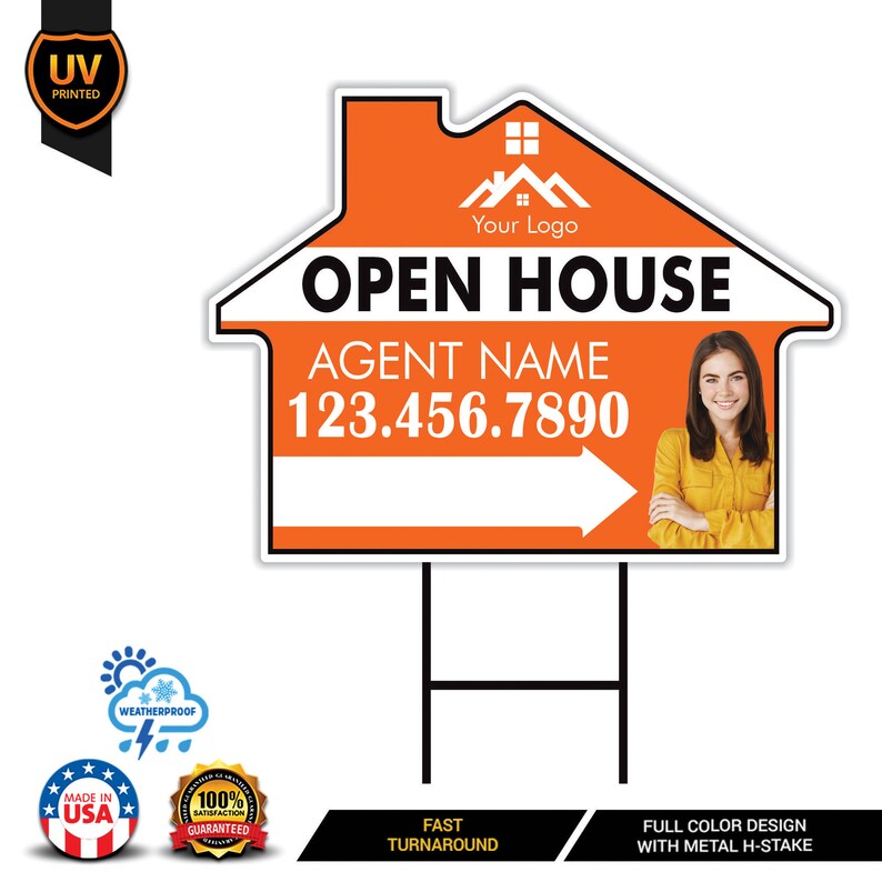 10 Pack Custom Open House Arrow Yard Sign