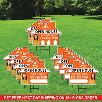 10 Pack Custom Open House Arrow Yard Sign