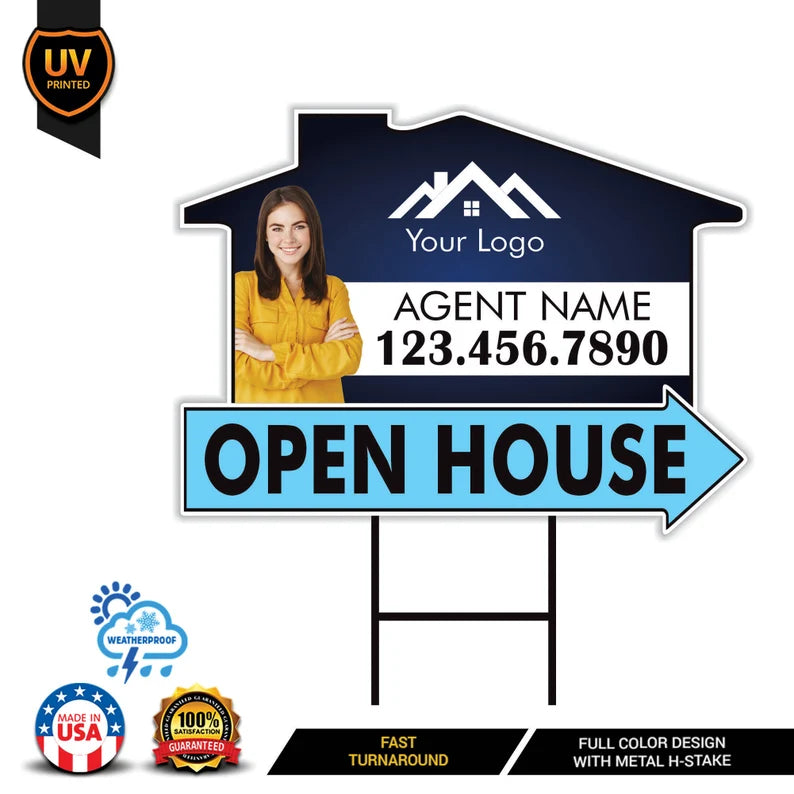 10 Pack Custom Open House Arrow Yard Sign