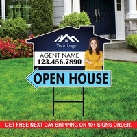 10 Pack Custom Open House Arrow Yard Sign