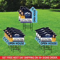 10 Pack Custom Open House Arrow Yard Sign