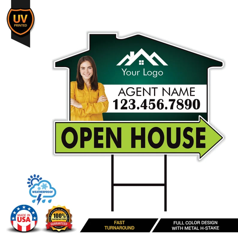 10 Pack Custom Open House Arrow Yard Sign