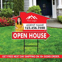 10 Pack Custom Open House Arrow Yard Sign