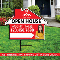 10 Pack Custom Open House Arrow Yard Sign