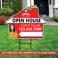 10 Pack Custom Open House Arrow Yard Sign