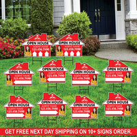 10 Pack Custom Open House Arrow Yard Sign