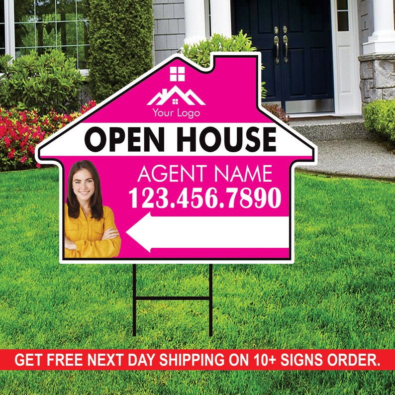 10 Pack Custom Open House Arrow Yard Sign