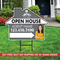 10 Pack Custom Open House Arrow Yard Sign