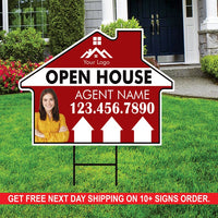 10 Pack Custom Open House Arrow Yard Sign