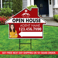 10 Pack Custom Open House Arrow Yard Sign