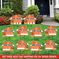 10 Pack Custom Open House Arrow Yard Sign