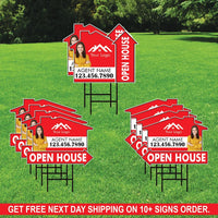 10 Pack Custom Open House Arrow Yard Sign