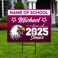 Personalized Graduation Yard Sign 2025 with Mascot 2025 Senior Grad Sign, Class of 2025, Custom Graduation 2025 Yard Sign with Metal H-Stake
