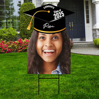 Custom Graduation Face Yard Sign 2025 - Class of 2025, Graduation Hat, Grad 2025