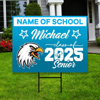 Personalized Graduation Yard Sign 2025 with Mascot 2025 Senior Grad Sign, Class of 2025, Custom Graduation 2025 Yard Sign with Metal H-Stake