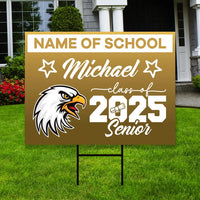 Personalized Graduation Yard Sign 2025 with Mascot 2025 Senior Grad Sign, Class of 2025, Custom Graduation 2025 Yard Sign with Metal H-Stake
